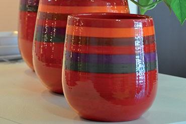 Ensemble de pots Saint tropez de la collection Tutti Frutti rouge, les poteries d'Albi