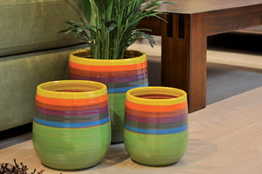 Ensemble de pots Saint Tropez de la collection Tutti Frutti vert, les Poteries d'Albi